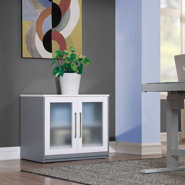 ClassicFlame® Ashford™ Gloss White/Pure Gray Storage Cabinet-1