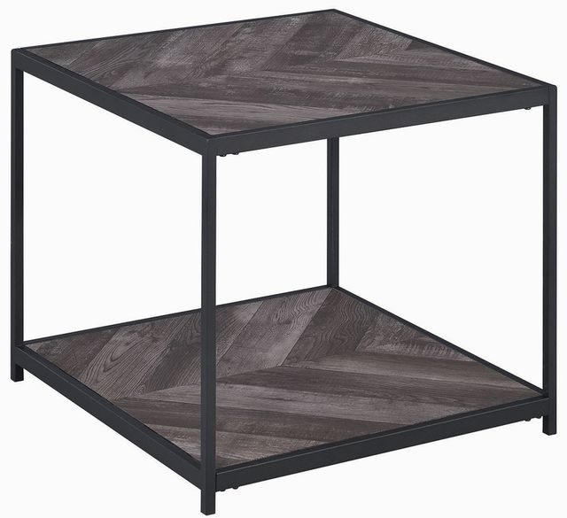 Coaster® Beckley Grey End Table with Sand Black Base-1