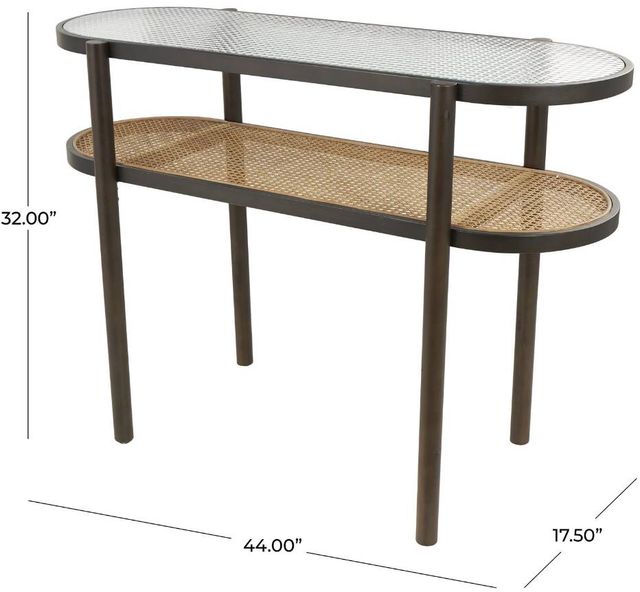 Deco Marche Brown Console Table with Pressed Tempered Glass Top-2