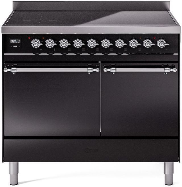 Ilve® Nostalgie II Series 40" Glossy Black Pro Style Induction Range-0