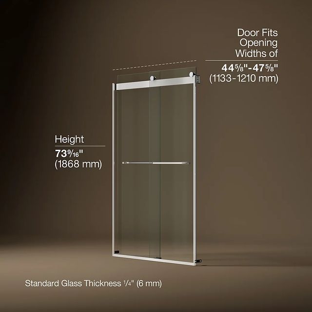 KOHLER Levity® Bright Silver 74" x 45" - 48" Sliding Shower Door-2
