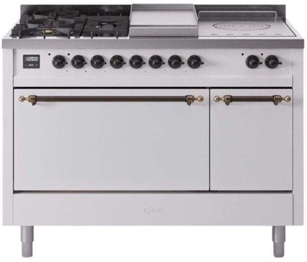 Ilve® Nostalgie II Series 48" White Pro Style Dual Fuel Range-0
