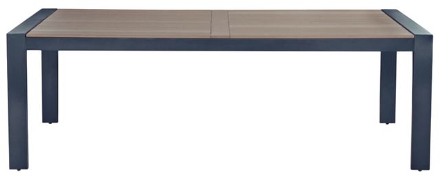 Signature Design by Ashley® East Beach Driftwood Metal Outdoor Dining Table with Navy Blue Base-2