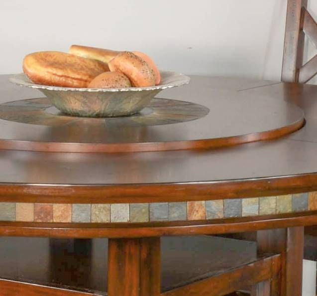Sunny Designs™ Santa Fe Dark Chocolate Round Table with Lazy Susan-3