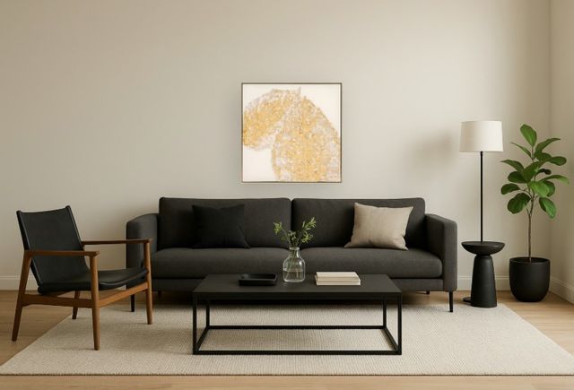 Classy Living Timeless Textured Luxe Gold Leaf Delight Wall Art-1