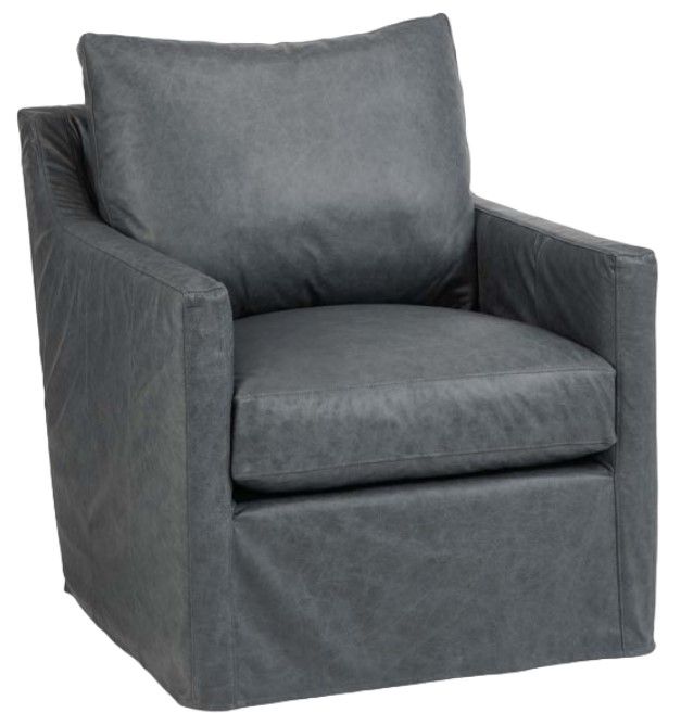 Four Seasons Customizable Miles Leather Extra Large Slipcovered Swivel Glider -0