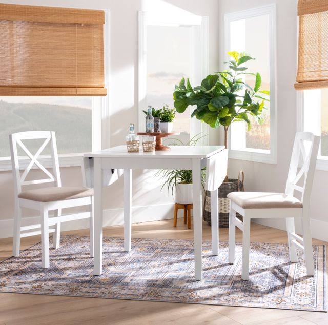 Linon Torino 3-Piece White Drop Leaf Dining Set-1