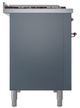 Ilve® Nostalgie II Noblesse 48'' Blue Gray Pro Style Dual Fuel Range with Copper Trim-2