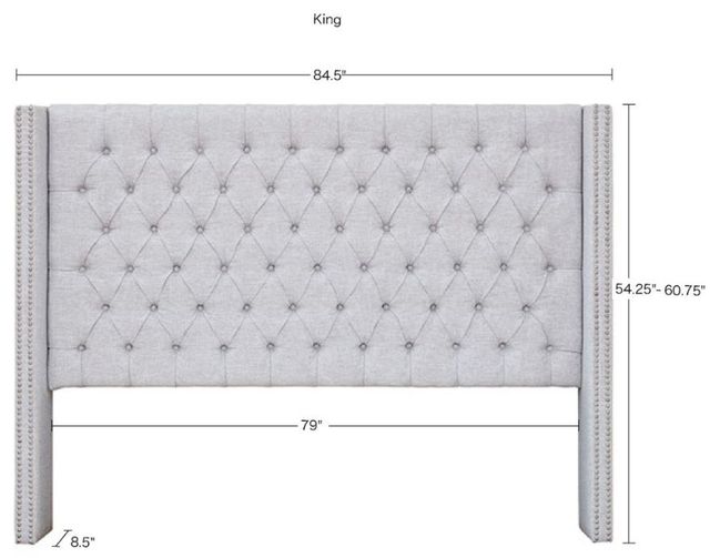 Olliix by Madison Park Amelia Grey King Upholstery Headboard-3