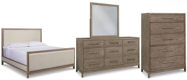 Signature Design by Ashley® Chrestner 4-Piece Gray California King Upholstered Panel Bed Set-0
