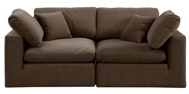 Meridian Furniture Comfy 2-Piece Brown Velvet Modular Sofa-1