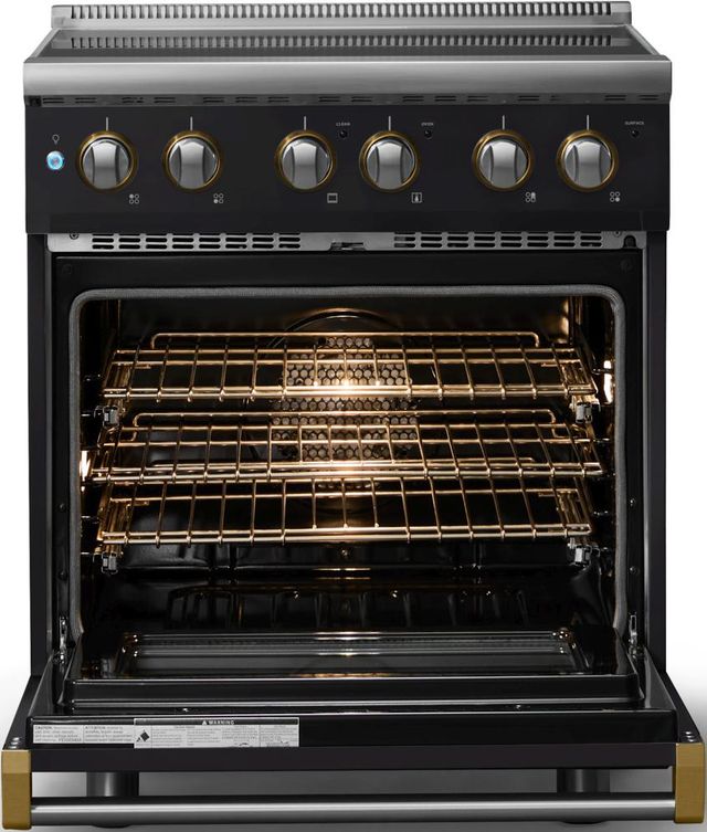 Viking® 5 Series 30" Onyx Pro Style Electric Range with Brushed Brass Trim-1