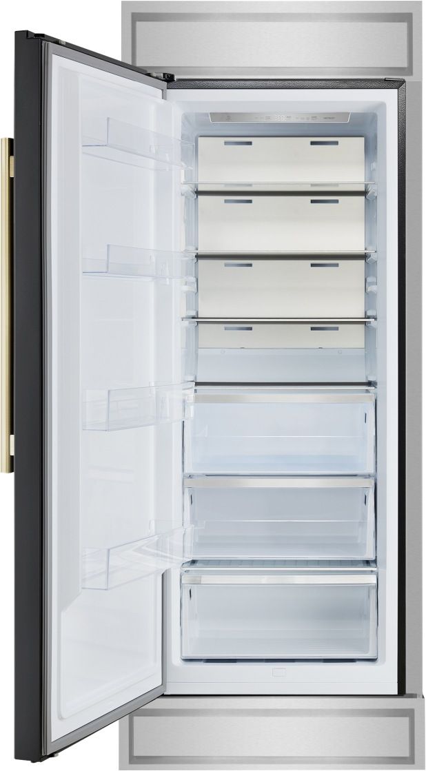 FORNO® Maderno Espresso 32" 13.6 Cu. Ft. Black Freezer Convertible Built-In Column Refrigerator with Antique Brass Handles-4