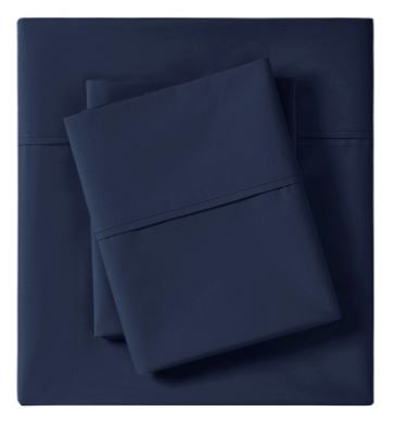 Olliix by Madison Park Peached Percale Navy Twin Cotton Sheet Set-0