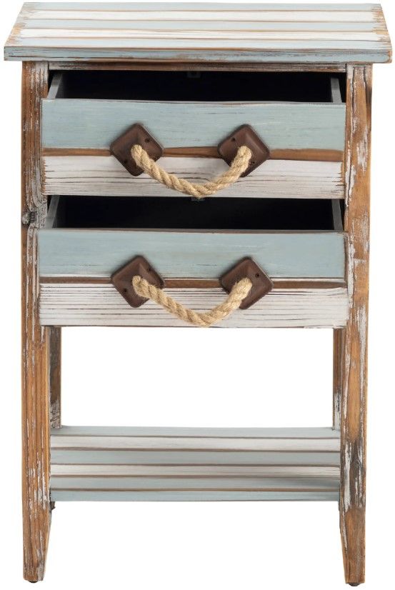 Crestview Collection Nantucket Blue Rectangular Accent Table with Brown Frame-2