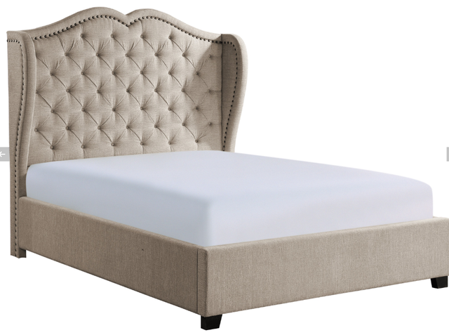 Homelegance® Waterlyn Beige Queen Upholstered Panel Bed-0