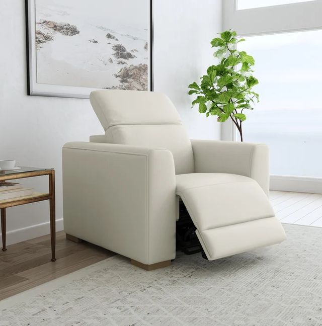 Flexsteel® Aurora Coconut Milk Leather Power Recliner with Power Headrest-2