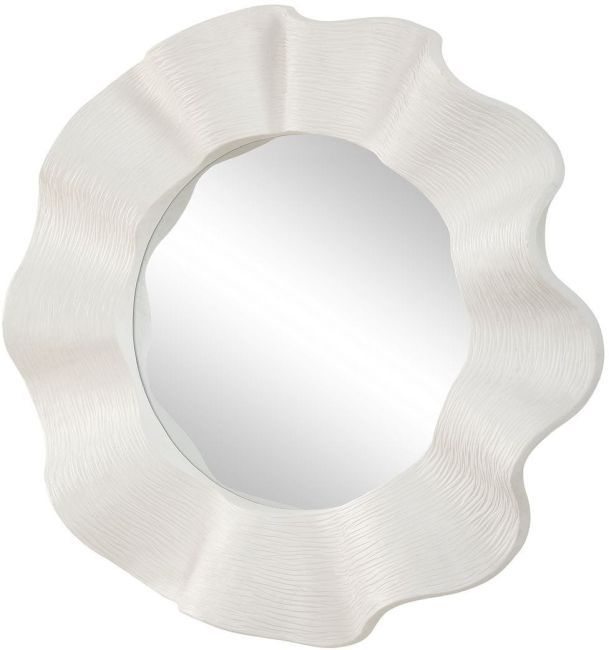 Uttermost® Wave Length Matte White Round Mirror-0