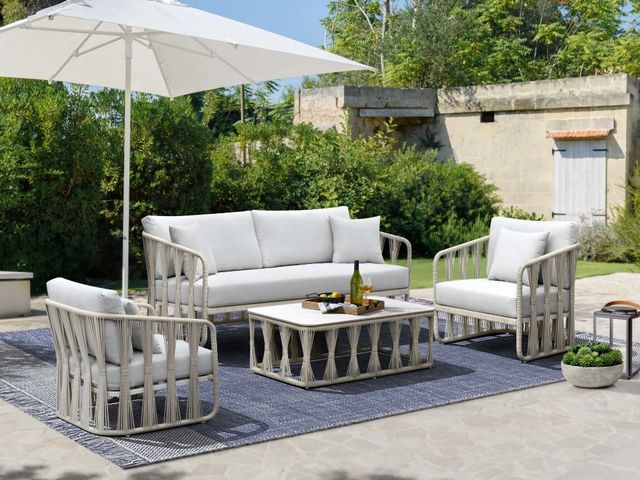Intercon Alexa 3-Piece White Aluminum Outdoor Seating Set-1