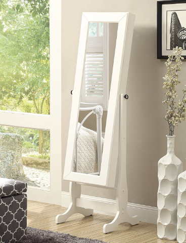 Coaster® Batista White Jewelry Cheval Mirror With Drawers-1