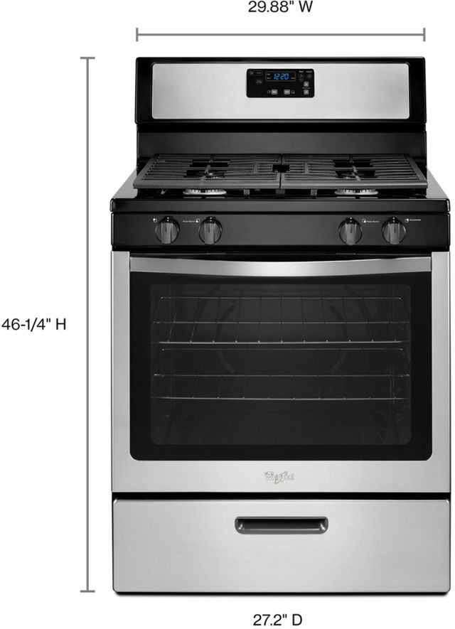 Whirlpool® 30" Black on Stainless Steel Free Standing Gas Range-3