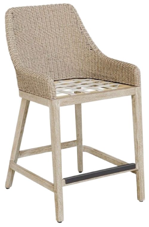 Uttermost® Paloma Cerused Wheat/Oatmeal Wicker Indoor-Outdoor Counter Stool with Cushion-4