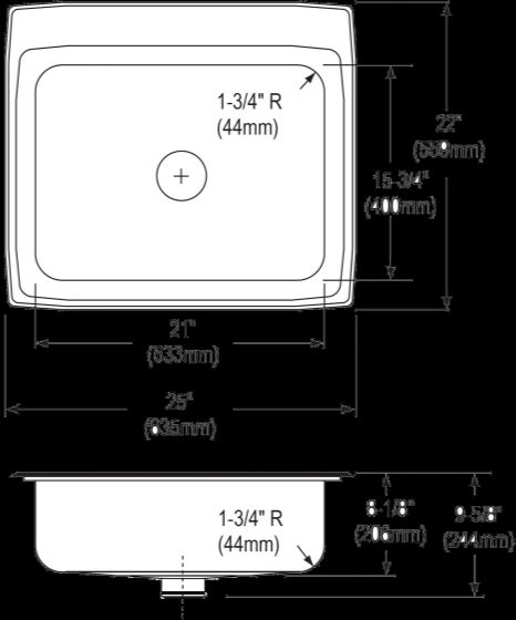 Elkay Lustertone® Classic Lustrous Satin 25" x 22" x 8-1/8" 1-Hole Single Bowl Drop-In Sink with Perfect Drain®-1