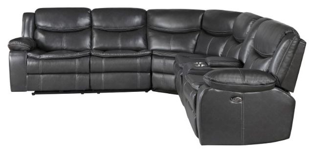 Homelegance® Fargo 3-Piece Dark Gray Curved Power Reclining Sectional with Console-3