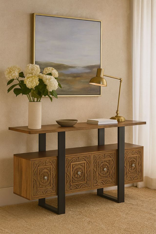 Jaipur Furniture Ermias Brown 58" Console with Black Base-1
