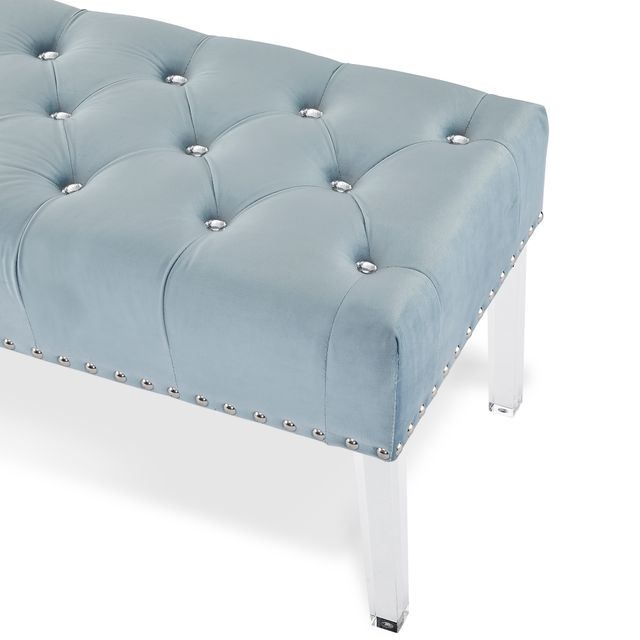New Classic® Home Furnishings Vivian Light Blue Velvet Bench-3