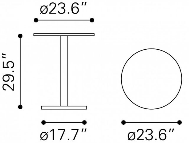 Zuo® Modern Alto Bistro White Bistro Table with Black Base-3