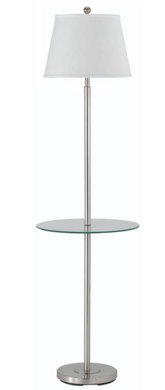 Cal® Lighting & Accessories Andros Brushed Steel Floor Lamp with Glass Tray-0