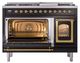 Ilve® Nostalgie II Noblesse 48'' Glossy Black Pro Style Dual Fuel Range with Brass Trim-3
