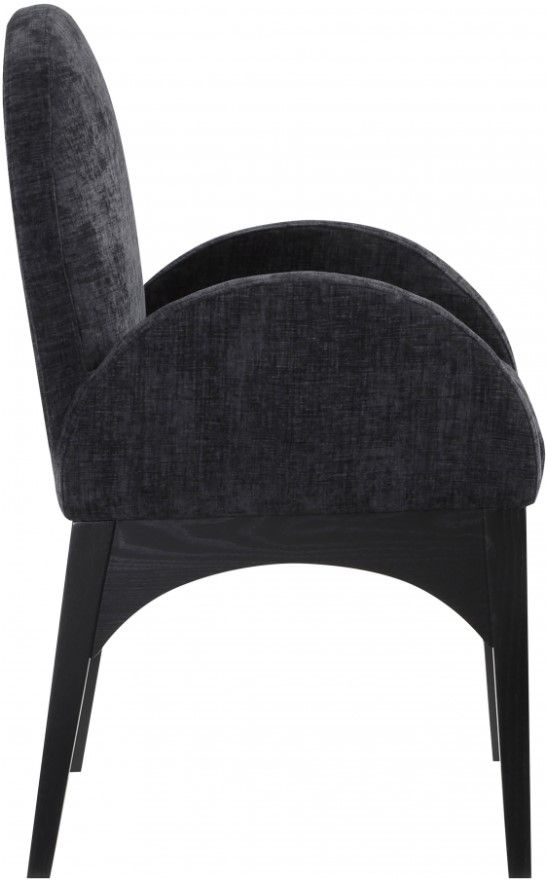 Meridian Furniture Waldorf Black Chenille Upholstered Dining Arm Chair-2