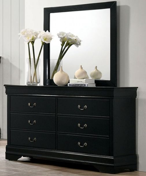 Furniture of America® Louis Philippe 4-Piece Black Queen Bedroom Set-3