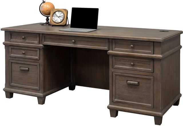 Martin Furniture Carson Weathered Dove Double Pedestal Desk-1