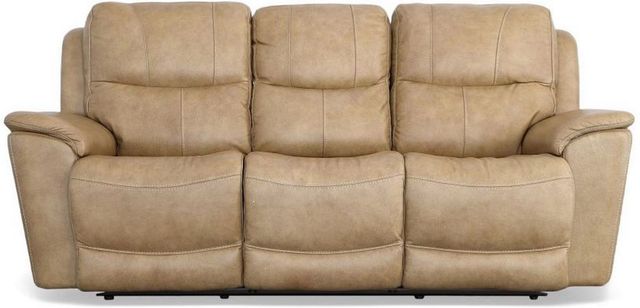 Flexsteel® Cade Beige Power Reclining Sofa with Power Headrests and Lumbar-1