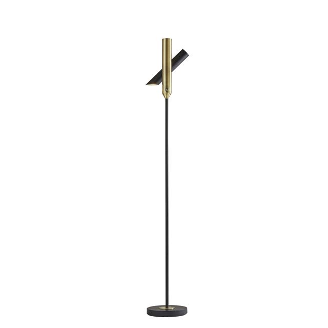 Adesso® Vega Black With Antique Brass LED Torchiere-0