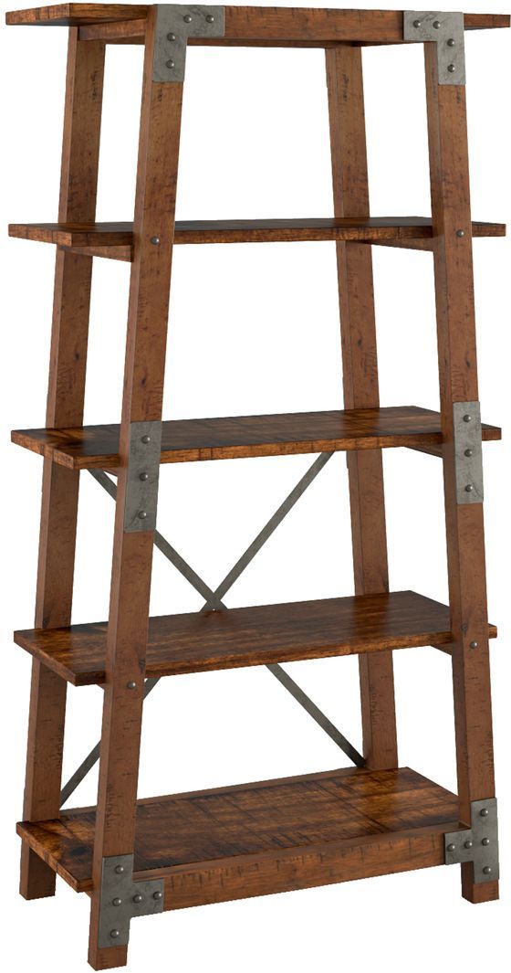 Homelegance® Holverson Gunmetal/Rustic Brown Bookcase-0