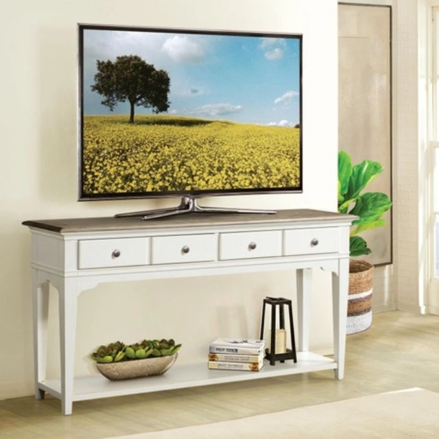 Riverside Furniture Myra Natural Sofa Table with Paperwhite Base-1