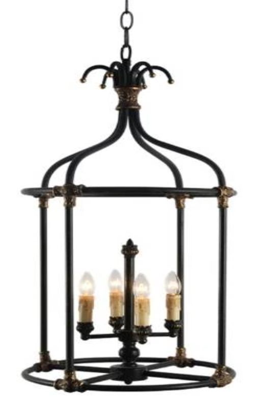 YHD Rustic Black 4-Light Chandelier-0