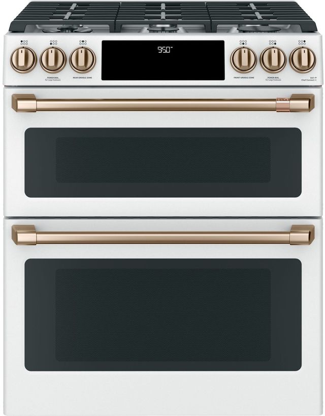 Café™ 30" Matte White Slide In Dual Fuel Range-0