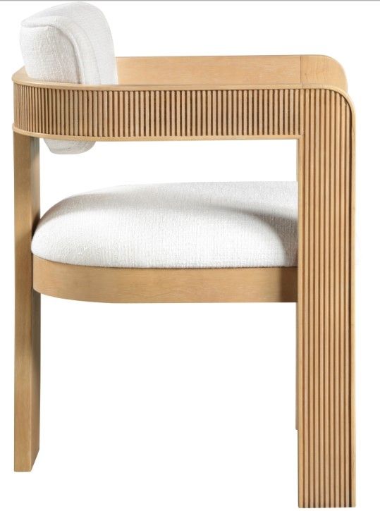 Meridian Furniture Sacha Cream/Natural Linen Textured Upholstered Dining Chair-2