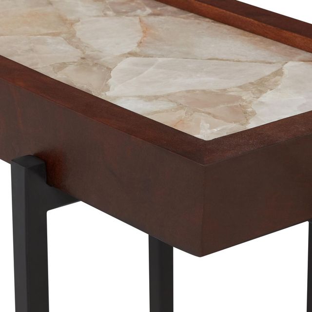 Martin Svensson Viewpoint Light Smoke Accent Table with Wood Trim-4
