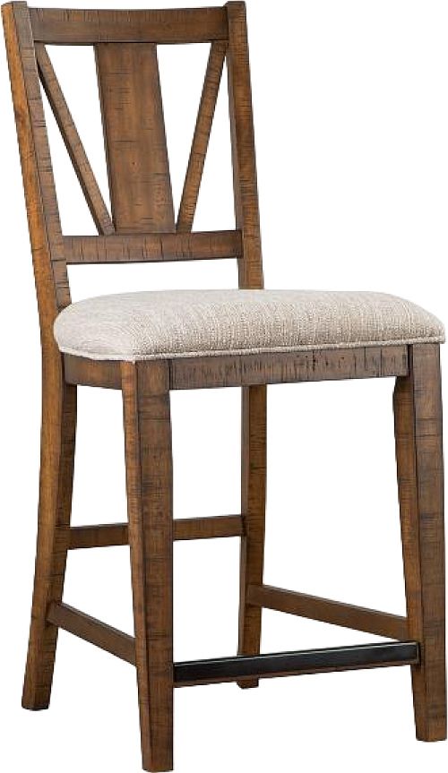 Magnussen Home® Bay Creek 2-Piece Baja Fog/Toasted Nutmeg Counter Chair Set with Upholstered Seat-0