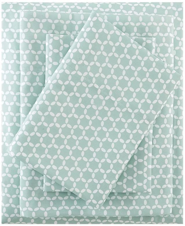 Olliix by Madison Park Aqua Twin 3M Microcell Print Sheet Set-0