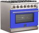 FORNO® Capriasca 36" Stainless Steel Pro Style Gas Range with Blue Door-1
