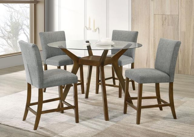 Coaster® Paxton 5-Piece Brown/Gray Round Counter Dining Table Set-1