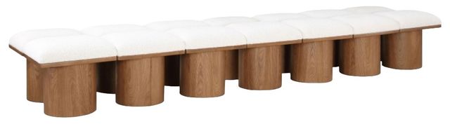 Meridian Furniture Pavilion 14-Piece Cream/Walnut 126" Modular Bench Set-0