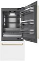 ZLINE Autograph Edition 36" 19.8 Cu. Ft. White Matte Built-In Bottom Freezer Refrigerator with Water Dispenser, Ice Maker, Graphite Gray Interior, and Champagne Bronze Accents-1
